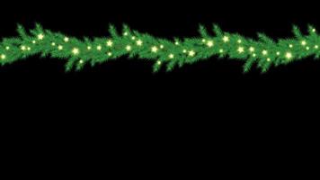 animazione verde albero di natale rami cornice su sfondo nero. video