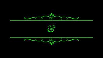 Animation green hand draw frame roman style with black background. video
