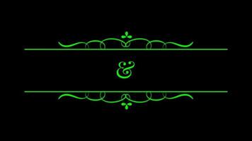 Animation green hand draw frame roman style with black background. video