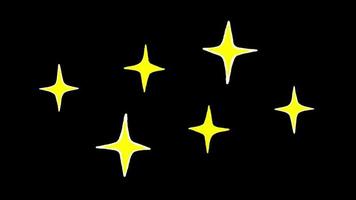 Animation yellow stars shape sparkle on black background.