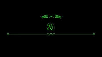 Animation green hand draw frame roman style with black background. video