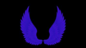 asas azuis de animação isolam em fundo preto. video