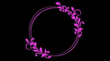 Animation purple hand draw frame roman style with black background. video