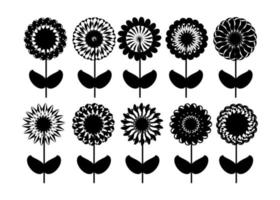 set of flowers vector
