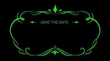Animation green hand draw frame roman style with black background. video