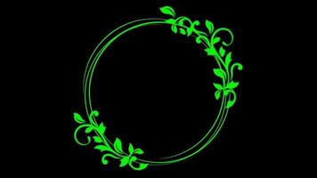 animazione verde mano disegnare cornice in stile romano con sfondo nero. video