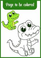 coloring book for kids, cute alligator vector