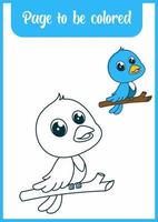 coloring book for kids , cute bird vector