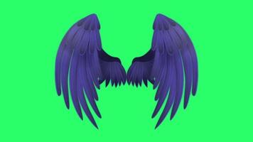 Animation blue butterfly wing fantasy style on green background. video