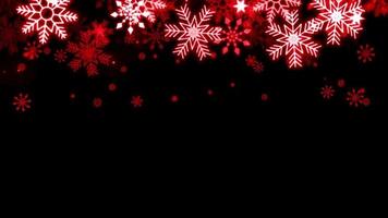 Animation red snowflake sparkle frame on black background. video