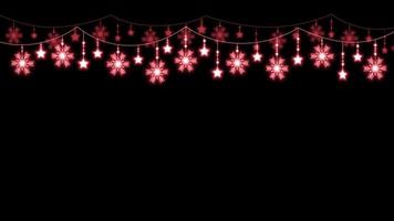 Animation red snowflake sparkle frame on black background. video