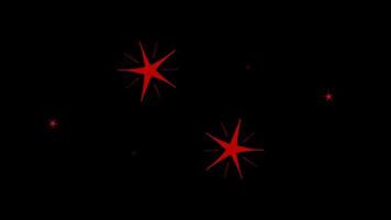 Animation red stars shape sparkle on black background.