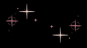 Animation purple stars shape sparkle on black background. video