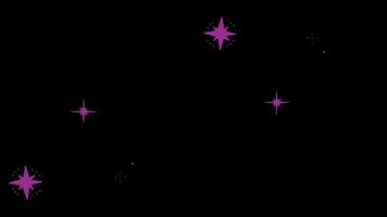 Animation purple stars shape sparkle on black background. video