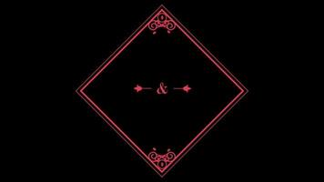Animation red hand draw frame roman style with black background. video