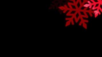 Realistic red snowflake sparkle frame isolate on black background. video