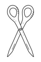Hairdressing or household scissors, vector illustration of opened scissors, doodle style, icon isolated on white