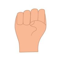 Clenched fist raised up. Vector illustration gesture strong, strength isolate on white.