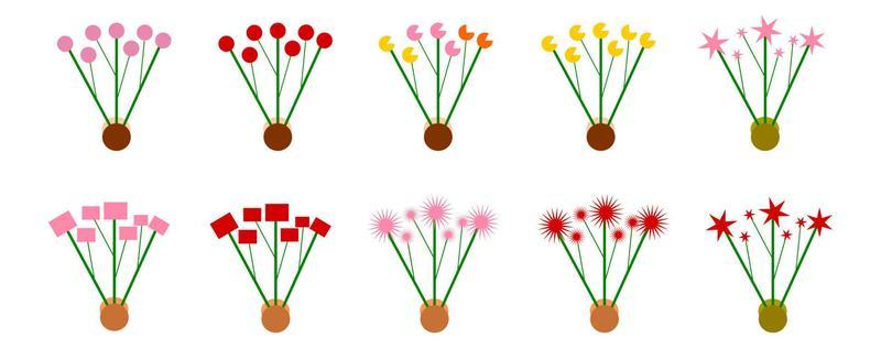 set of flowers isolated on white