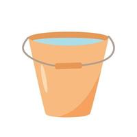 Household metal or plastic bucket with handle. Vector illustration of equipment for cleaning the house or garden.