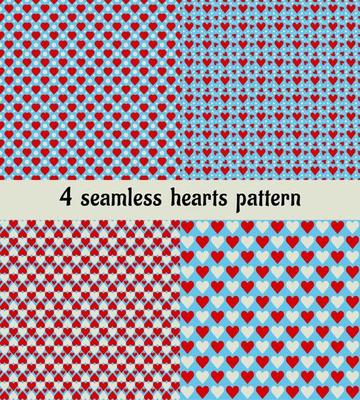 set of seamless pattern with hearts