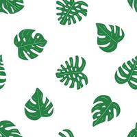 patrón sin costuras de hojas de monstera. fondo de pantalla de una planta tropical en un estilo plano vector