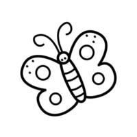 garabato de ilustración de vector de mariposa de dibujos animados, elemento decorativo.