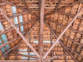 Roof structure from the teak timber. photo