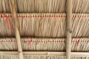 The pattern of the thatched roof with the bamboo frame. photo