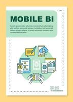 diseño de plantilla de póster bi móvil. inteligencia de negocios. los ingresos por ventas. análisis de datos banner, folleto, diseño de impresión de folletos, iconos lineales. diseño de página de folleto vectorial para revista, volante publicitario vector