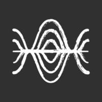 Voice recording chalk icon. Vibration, noise level, frequency curves. Audio volume, frequency. Music player logo. Soundtrack playing. Soundwaves, wavy lines. Isolated vector chalkboard illustration