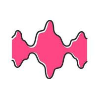 Abstract fluid pink waveforms color icon. Music rhythm, digital soundwave, frequency curves. Asymmetrical wavy lines. Audio, sound flowing waves, shapes. Isolated vector illustration