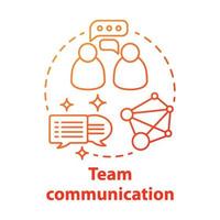 Team communication red gradient concept icon. Teamwork idea thin line illustration. Exchanging information. Networking. Talking to each other. Online chatting. Vector isolated outline drawing.