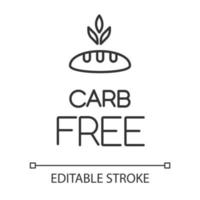 Carb free linear icon. Organic food without added sweetener. Product free ingredient. Nutritious dietary. Thin line illustration. Contour symbol. Vector isolated outline drawing. Editable stroke