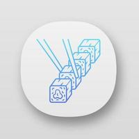 Sushi set with chopsticks app icon. Traditional japanese food, seafood. Asian cuisine. Restaurant menu. Spring rolls. UI UX user interface. Web or mobile applications. Vector isolated illustrations