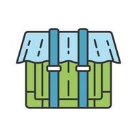 Game package color icon. Computer game box, parcel, container. Player inventory, equipment, items storage. Saving and delivery objects. Isolated vector illustration