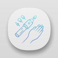 Electric manicure app icon. Electric nail file drill and nozzles. Beauty device for salon and home use. Nail care. Hand hygiene. UI UX user interface. Web applications. Vector isolated illustrations