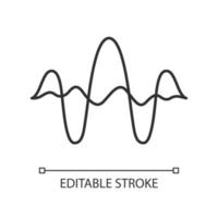 Overlapping curves, waves linear icon. Thin line illustration. Vibration, noise amplitude level. Music frequency. Digital soundwaves. Contour symbol. Vector isolated outline drawing. Editable stroke