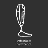 Adaptable prosthetics chalk icon. Missing body part replacing. Mechanical artificial limb. Bionic foot. Human body replacement. Bioengineering. Isolated vector chalkboard illustration