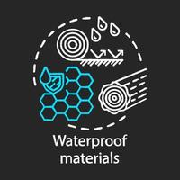 Waterproof materials chalk concept icon. Water resistant substances idea. Waxed surface, covering, hydrophobic protective layers with liquid drops. Vector isolated chalkboard illustration