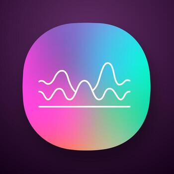 icono de la aplicación de ondas superpuestas. onda de sonido con efecto fluido y fluido. onda de sonido digital, forma de onda de audio, ritmo de audio. interfaz de usuario ui ux. aplicación web o móvil. ilustración vectorial aislada vector