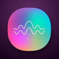 Fluid wave app icon. Flowing wavy lines. Music rhythm, digital soundwave, melody waveform. Equalizer, sound abstract curve. UI UX user interface. Web, mobile application. Vector isolated illustration