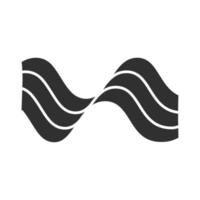 Wavy sound lines glyph icon. Silhouette symbol. Music rhythm, melody wave. Soundtrack playing waveform. Synergy, energy flow. Vibration, noise amplitude. Negative space. Vector isolated illustration