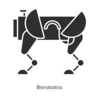 Biorobotics glyph icons set. Dog-like robot. Creating robots imitating living organisms. Robotic innovation technology. Bioengineering. Silhouette symbols. Vector isolated illustration