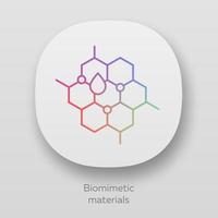 icono de la aplicación de materiales biomiméticos. estructura de los materiales biológicos. panal, gota de agua. bioingeniería interfaz de usuario ui ux. aplicaciones web o móviles. Ilustraciones de vectores aislados