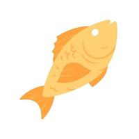 Fish flat design long shadow color icon. Cafe, restaurant menu. Fish species. Underwater sea animal, seafood. Carp, trout, tuna dish. Healthy nutrition. Diet food. Vector silhouette illustration