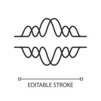 Overlapping waves linear icon. Thin line illustration. Voice recording, radio signal. Abstract music frequency level. Noise amplitude. Contour symbol. Vector isolated outline drawing. Editable stroke