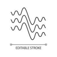 Flowing wavy lines linear icon. Thin line illustration. Fluid parallel soundwaves. Sound and audio waves. Abstract organic waveforms. Contour symbol. Vector isolated outline drawing. Editable stroke