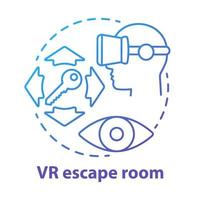 Vr escape room blue concept icon. Modern virtual reality quest idea thin line illustration. Digital mystery game simulation. Innovative entertainment. Vector isolated outline drawing