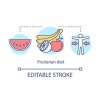 Fruitarian diet, weight loss concept icon. Vegan lifestyle idea thin line illustration. Vegetarian nutrition. Ripe watermelon and fresh fruits vector isolated outline drawing. Editable stroke